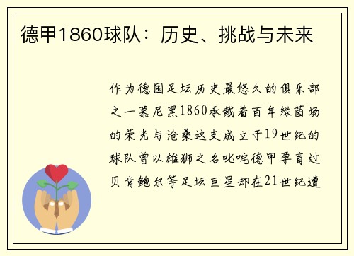 德甲1860球队：历史、挑战与未来